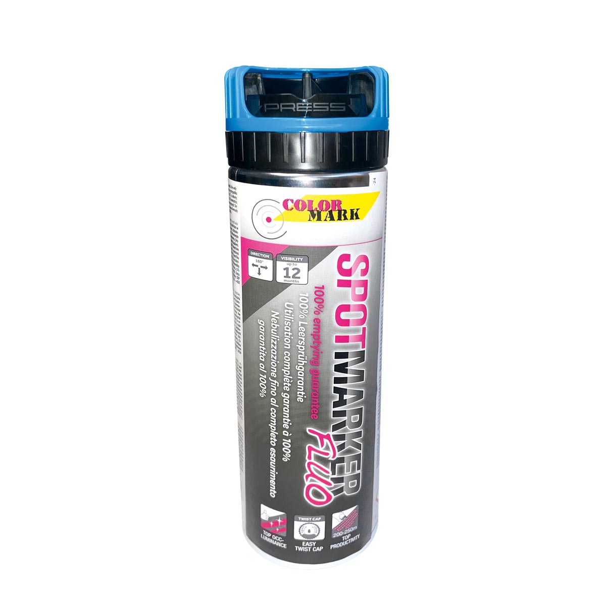 Markierfarbe - Colormark - Spotmarker FLUO leuchtblau, mit Sicherheitskappe, 500 ml