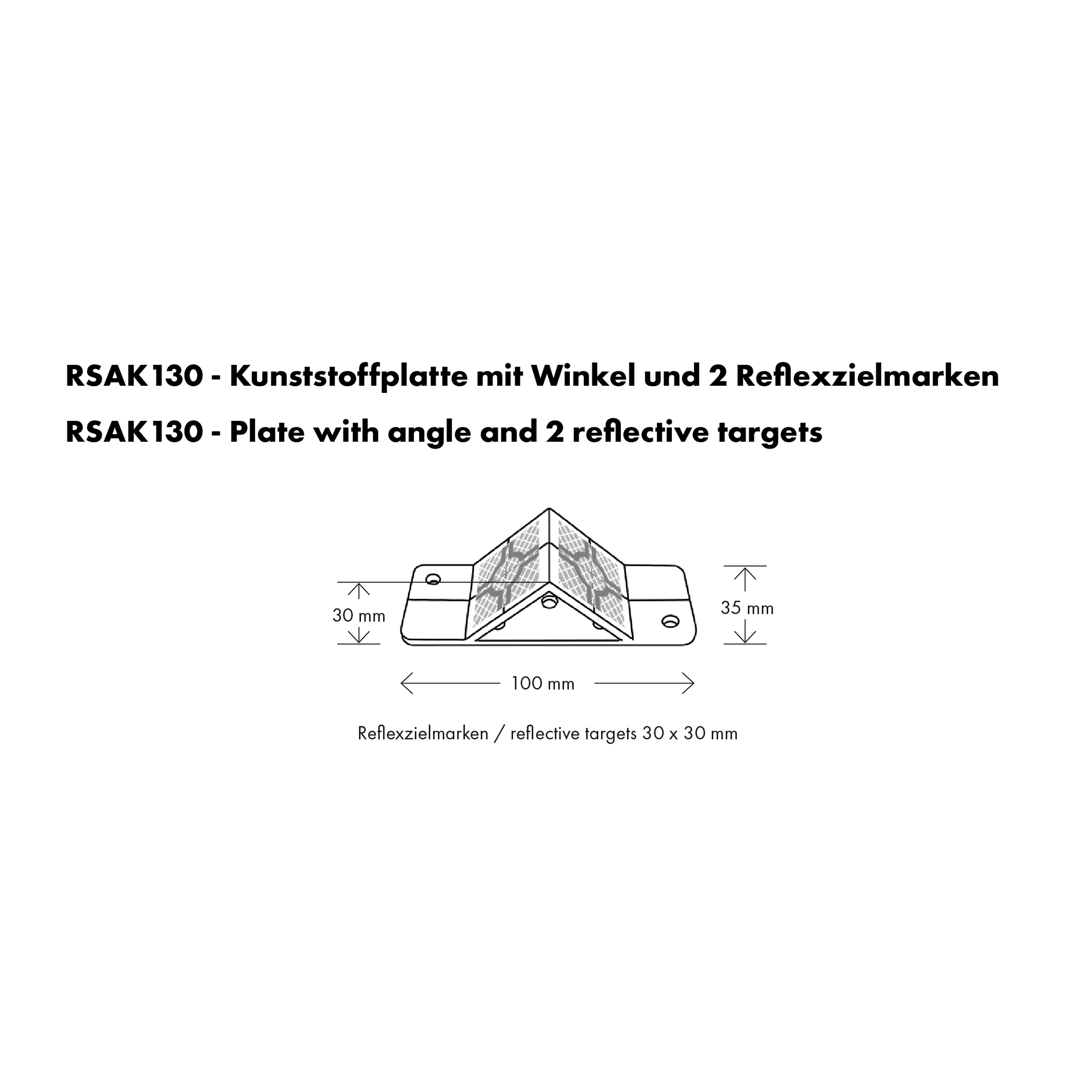 Trägerplatte mit Winkel und Reflexzielmarken RSAK130, grau, von Rothbucher Systeme