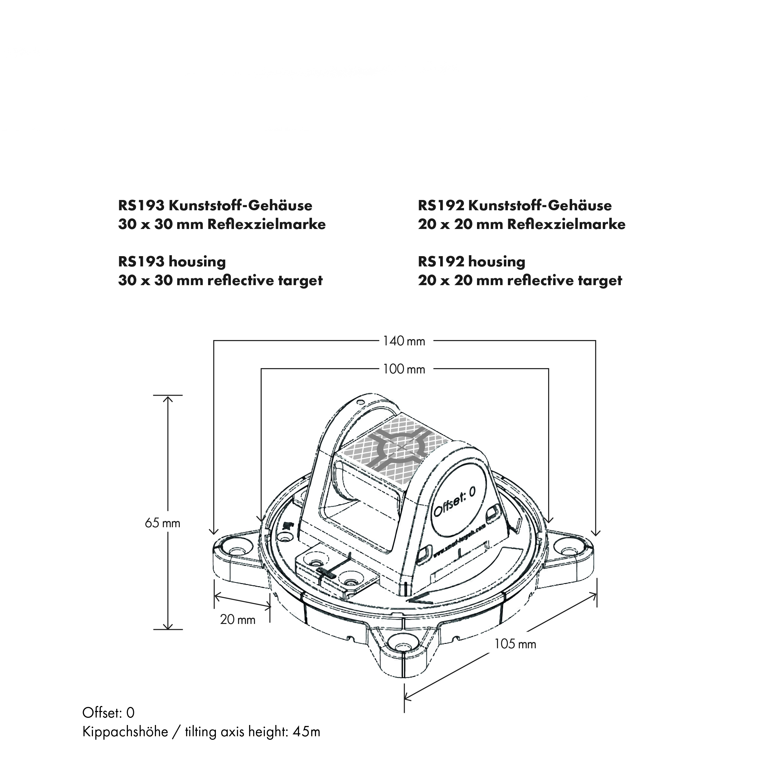 Reflexzielmarken RS193M, grau, magnetisch, von Rothbucher Systeme