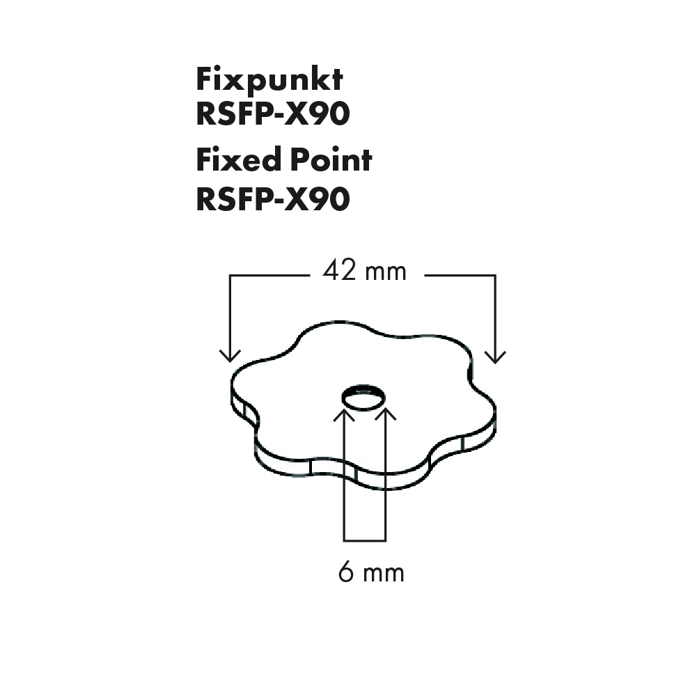 Fixpunkt mit RSFP-X90 und DW15 Gewinde 