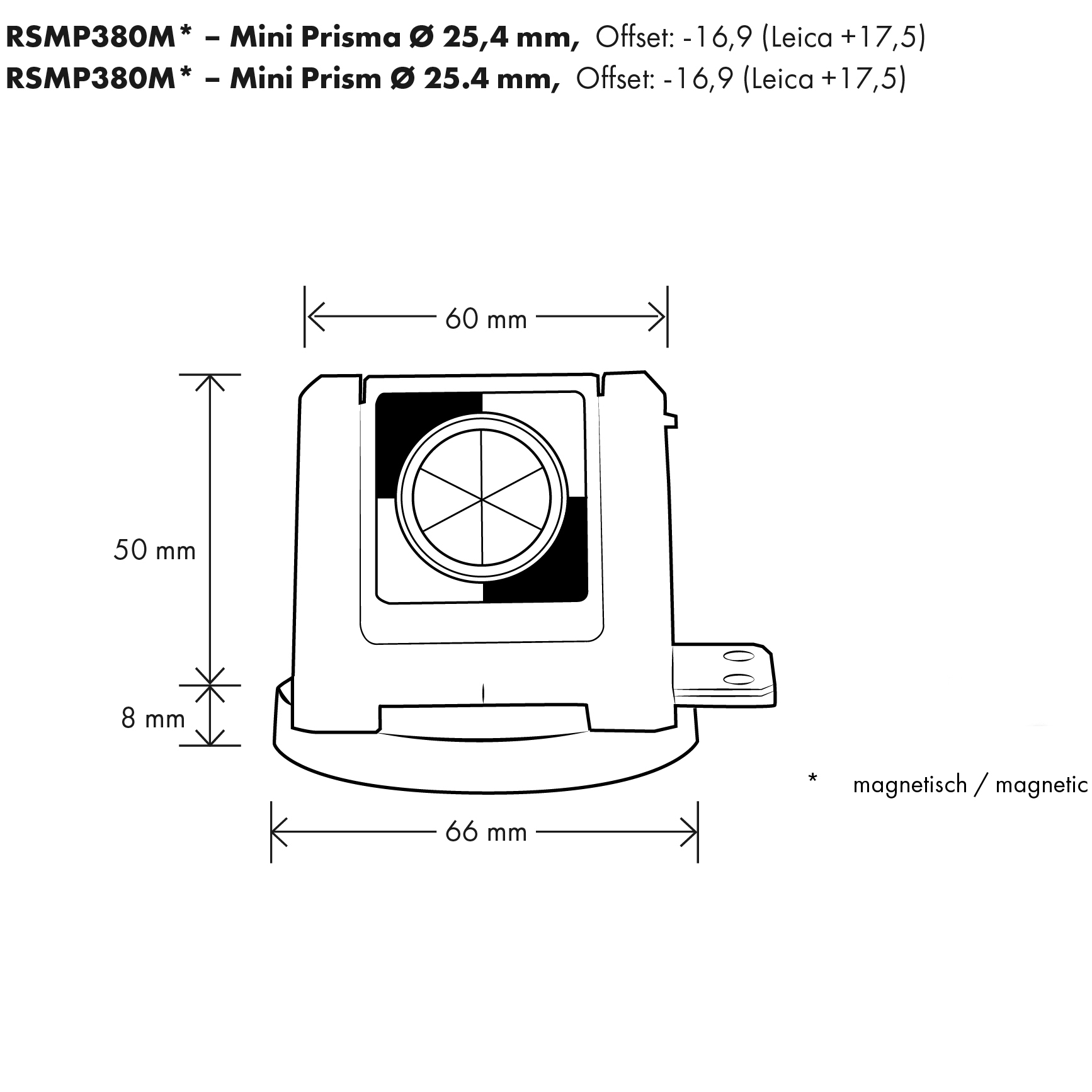 Miniprisma RSMP380, rot, kupferbeschichtet, mit Kippfunktion von Rothbucher Systeme