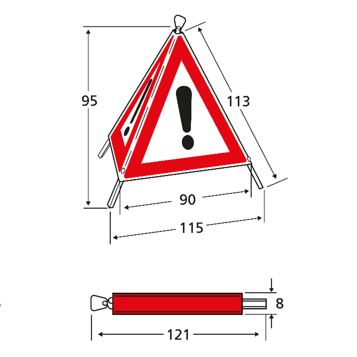 Triopan-Faltsignal Typ 60 Normal Symbol Achtungszeichen,Zusatz Vermessung