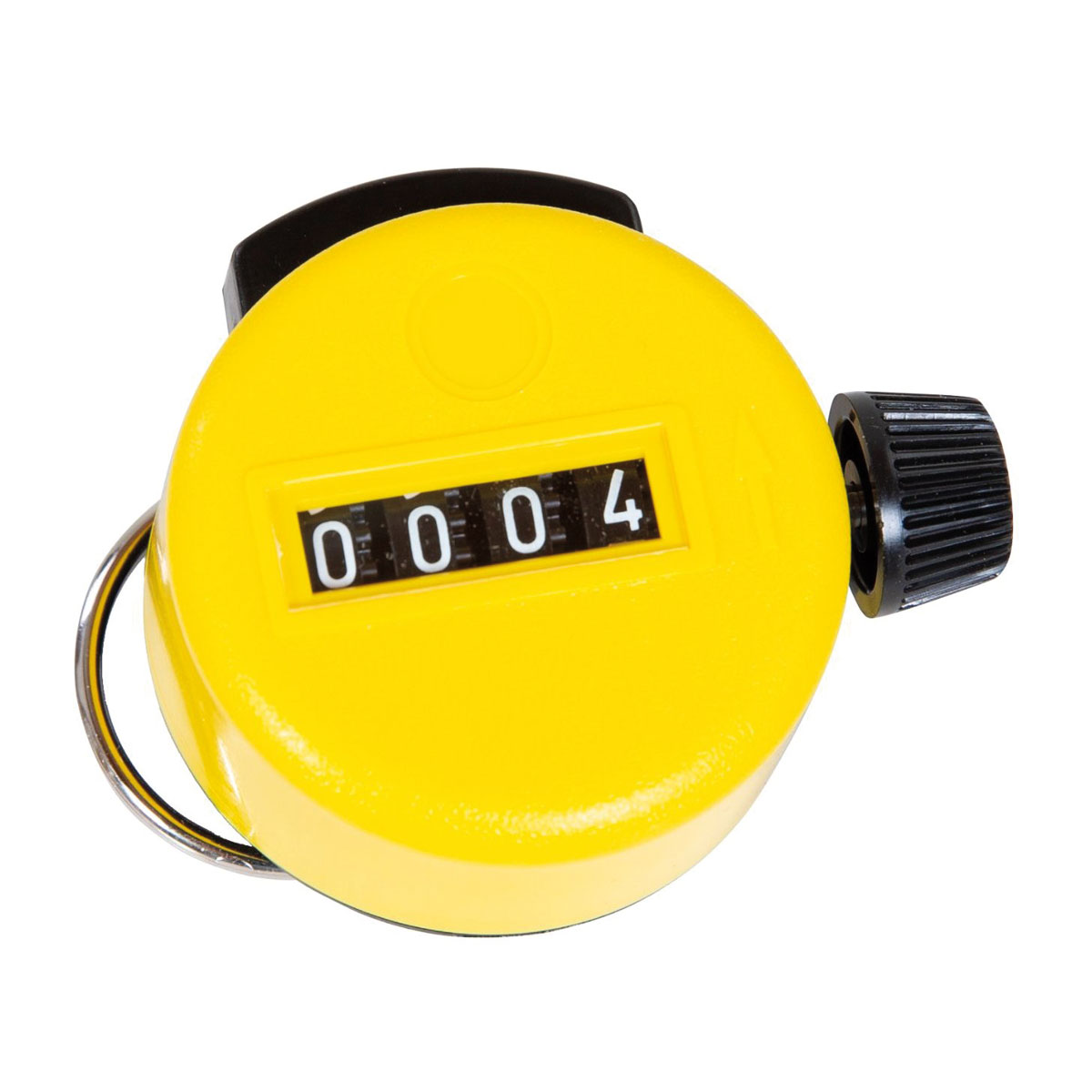 Handstückzähler, 4-stellig "Primat",gelb Kunststoffgehäuse Durchmesser 47 mm mit Ring