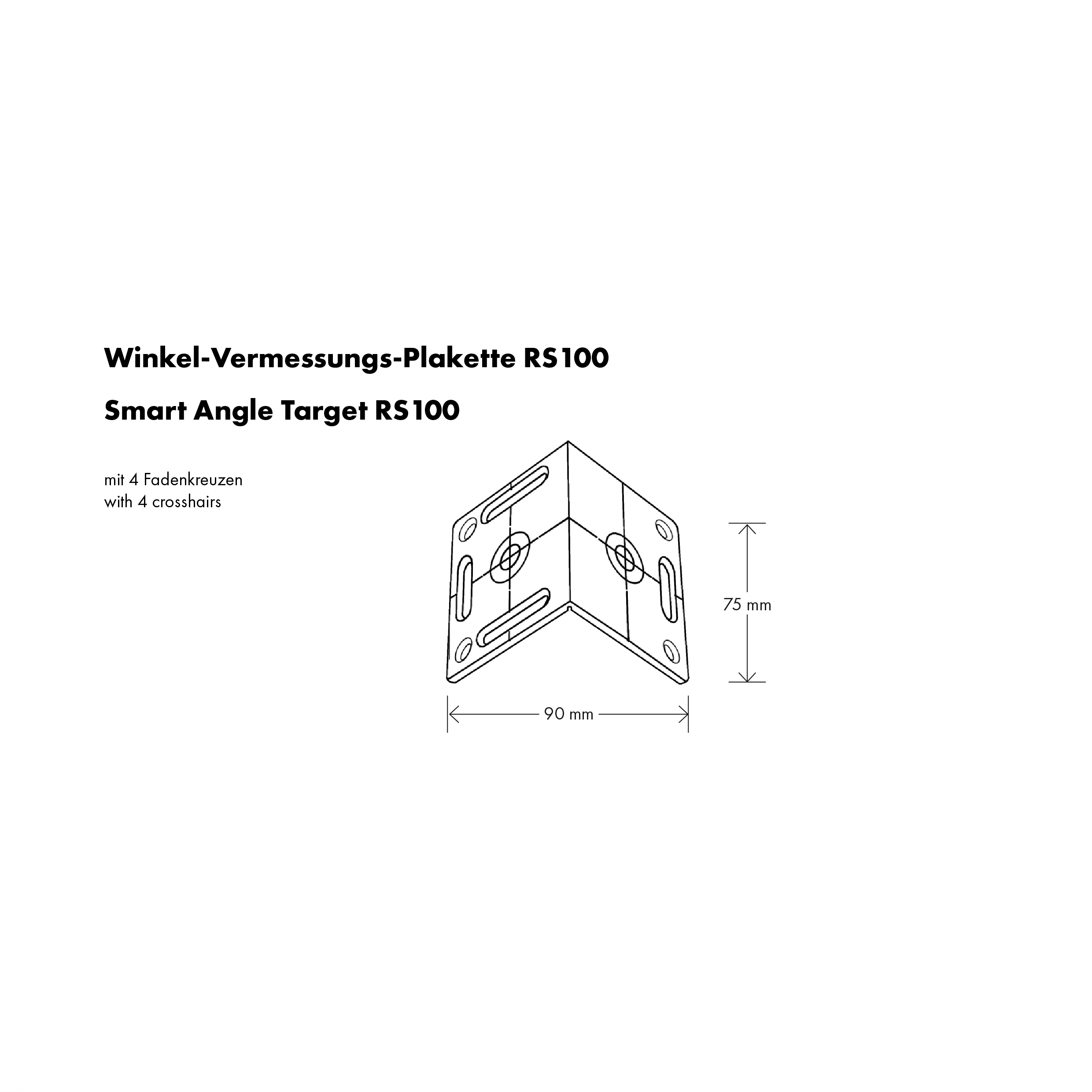 Winkel-Vermessungs-Plakette RS100, grau, von RothbucVermessungsplakette mit 4 Fadenkreuzen