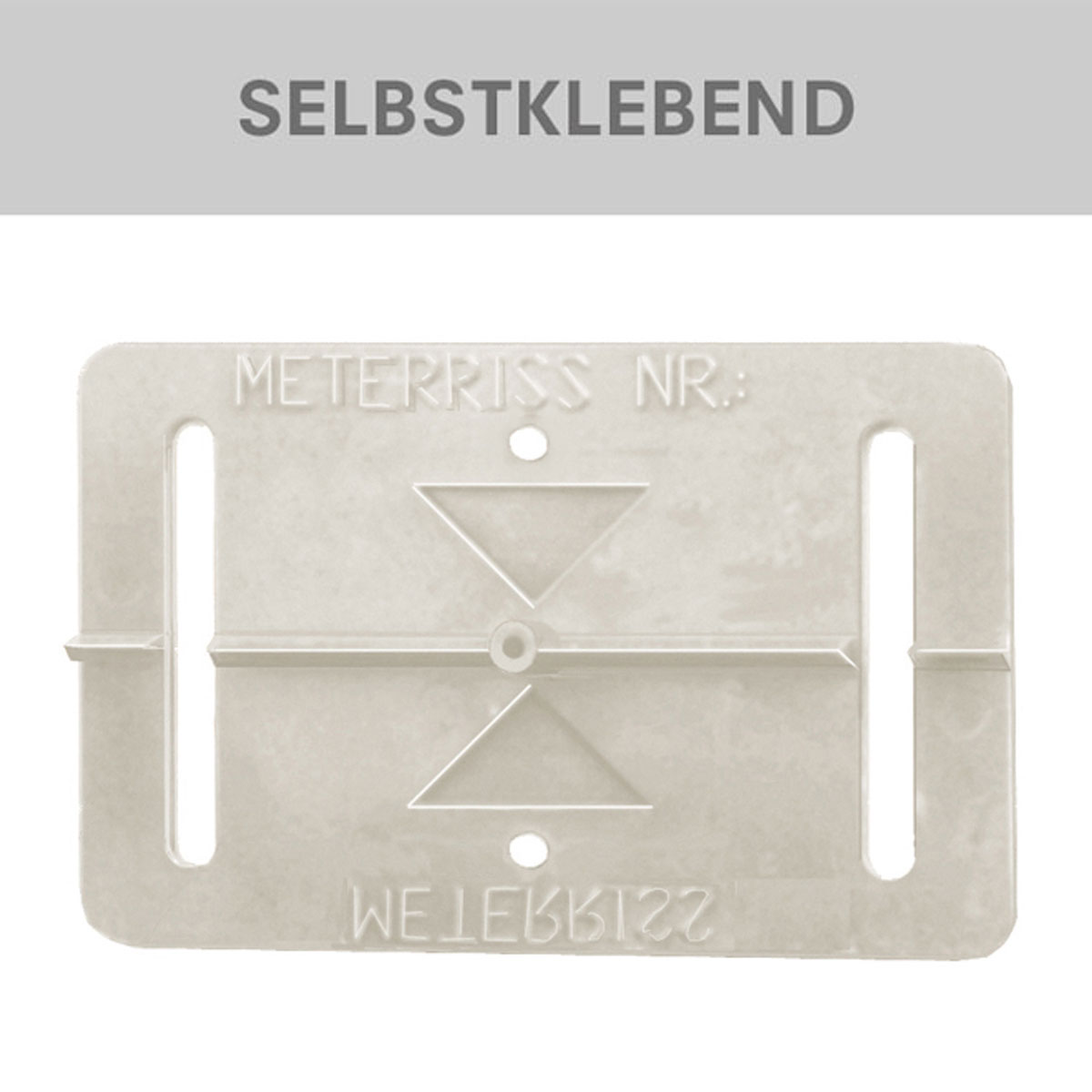 Meterriss-Plakette RS 11, weiß selbstklebend mit doppelseitigem Klebeband