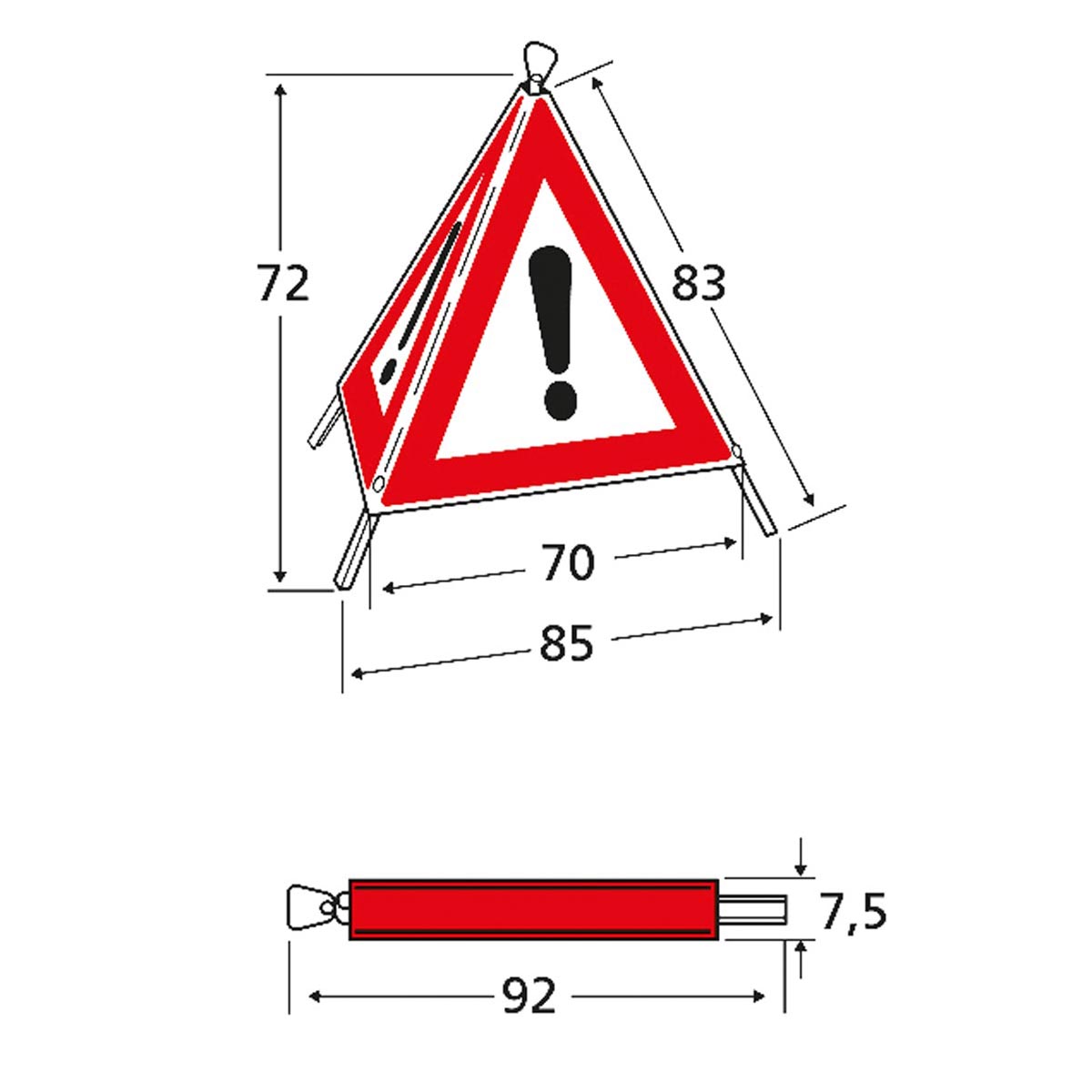 Triopan-Faltsignal Typ 70 R1 - Retroreflex Achtungszeichen VZ101 Beschriftung: Vermessung