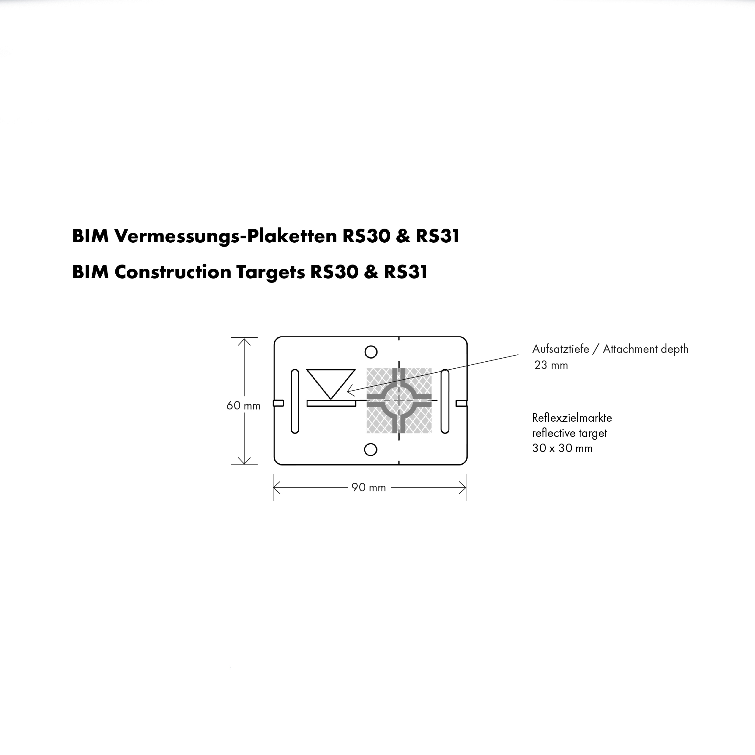 BIM Vermessungs-Plakette RS 31G, grau, selbstklebend mit Zielmarke